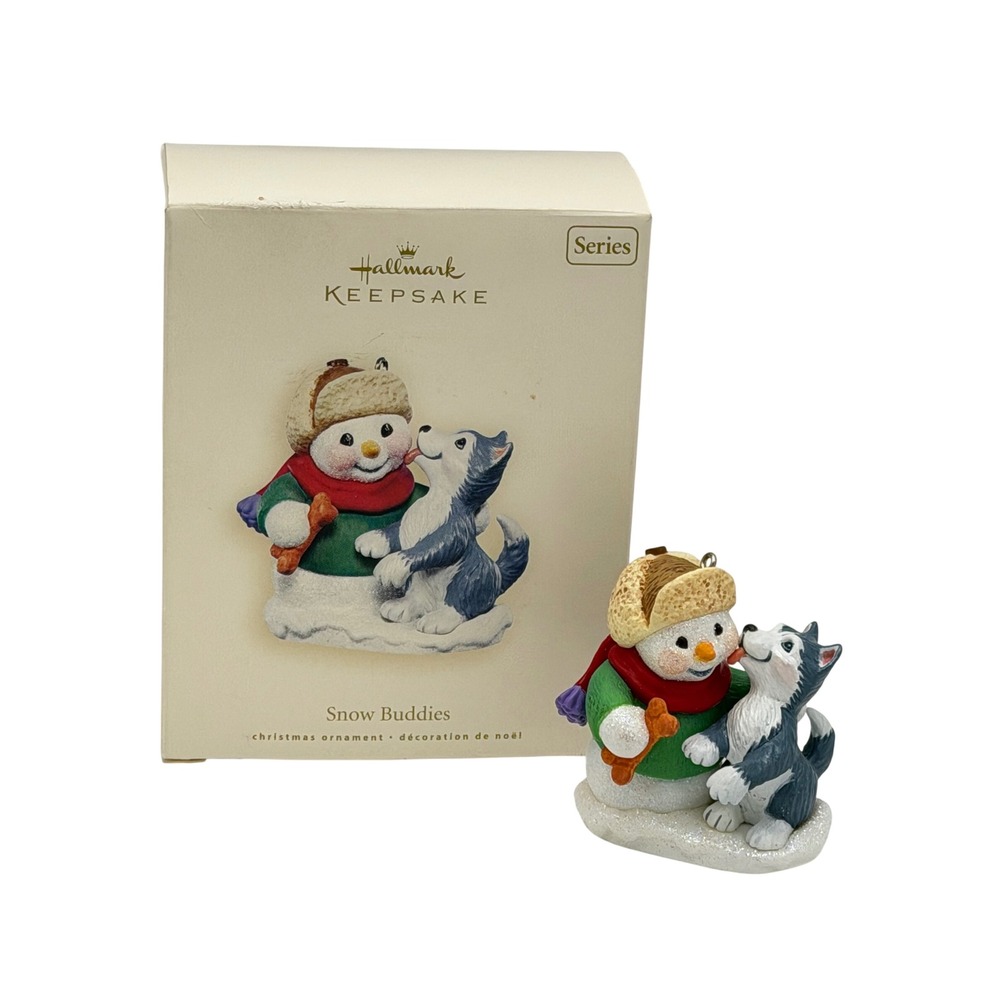Hallmark Keepsake Snow Buddies 2007 Snowman and Husky Dog Christmas Ornament